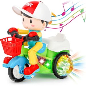 zest 4 toyz stunt tricycle bump and go musical toy with 4d lights, dancing toy, battery operated toy plastic for boys girls multi color